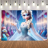 5 * 3ft 7 * 5ft dondurulmuş prenses Elsa kale temalı Poster afiş arka plan planında doğum günü partisi düğün süslemeleri