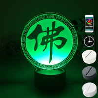 Lampe de Table LED en acrylique bouddha, cadeau de noël, décoration bouddhiste