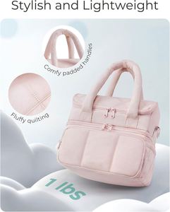 Lunch Bag Double Deck Insulated Lunch Box Quilted Puffer Lunch Tote Leakproof Durable Reusable Large Lunch Cooler Bag - Product Image 3