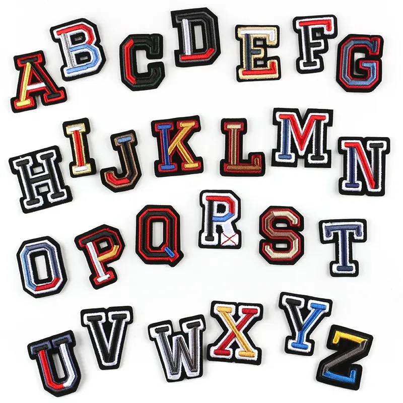 Various 26 Letters Iron on Patches Alphabet Embroidered Patch for Hats Jacket DIY item