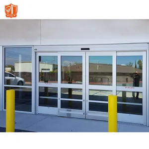 Vidrio de aluminio apilamiento puerta eléctrica puerta automática ventanas correderas