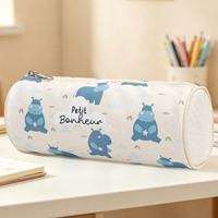 Étui à crayons personnalisé imprimé avec des animaux, écologique, de forme ronde, esthétique, pour filles et garçons, retour à l'école