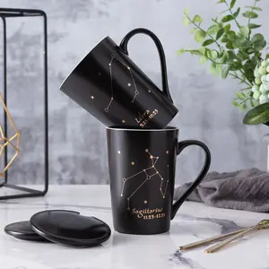 12 Const ellation schwarze Keramik becher personal isierte Geschäfts geschenk paare Haupt werbung Kaffeetasse