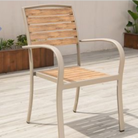Chaise de jardin moderne en fer, bois et plastique composite, empilable, pour terrasse, café, restaurant, mobilier de jardin