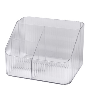 Office Organizer Remote <b>Control</b> Storage Box Rectangle Clear Plastic Multi Functional Desktop <b>Holder</b> For TV Phone Cosmetics - Product Image 5