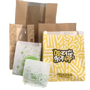 Customized printed food grade packaging wholesale burger food paper bags