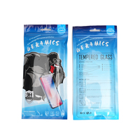 Pochette d'emballage en film plastique imprimé multicolore avec fermeture éclair et fenêtre transparente, trou de suspension, pour protecteur d'écran en verre trempé 9H/21D OG