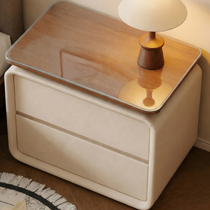 Mesita de Noche Moderna Minimalista de Madera Maciza, Estilo Crema de Lujo, Gabinete de Almacenamiento para Dormitorio - Product Image 6