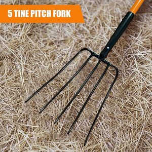 Fourche à herbe et fourche de jardin robuste à 5 dents avec manche en fibre de verre, tête en acier au carbone, 58 pouces - Fourche à creuser pour <span class=keywords><strong>le</strong></span> jardinage et <span class=keywords><strong>le</strong></span> paillage - Product Image 5