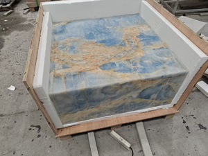 Đá tự nhiên đồ nội thất tùy chỉnh trắng xanh Onyx Đá Cẩm Thạch Bàn cà phê phòng khách trung tâm bảng vuông Cube Onyx ngọc Bàn cà phê - Product Image 3