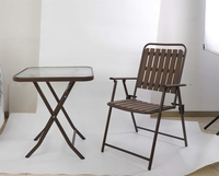 Mobilier d'extérieur Chaise pliable pliable en acier Table en verre Ensemble de table de chaise de salle à manger pliable pour le jardinage en plein air