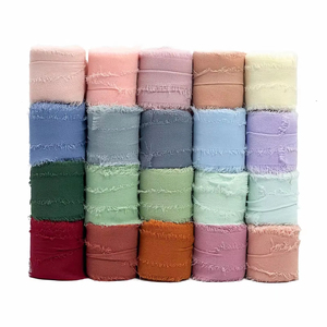 1 1/2 ''Polyester sang trọng đầy màu sắc thủ công thô sờn cạnh thô Ruy băng voan trang trí đám cưới Sheer Organza - Product Image 2