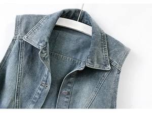 Chaleco Vaquero para Hombre con Cuello, Transpirable, con Botones, Estilo Motero, Casual, de Algodón, Sin Mangas, Ecológico, Ropa de Abrigo para Otoño - Product Image 3