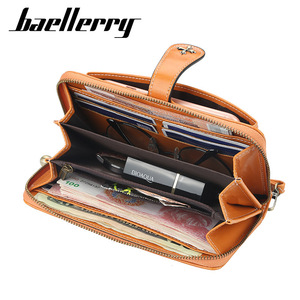 กระเป๋าสตางค์ใบยาวสำหรับผู้หญิง Baellerry หนัง PU เคลือบแว็กซ์  แบบมีตัวล็อค  จุของได้เยอะ สไตล์เรโทร  ใส่โทรศัพท์ได้ สีแดงเบอร์กันดี - Product Image 3