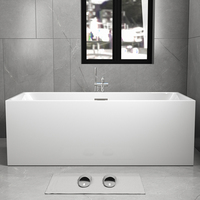 Baignoire autoportante en acrylique pur blanc pour hôtel moderne avec fonction égouttoir Hydro Whirlpool