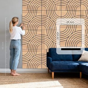 Panel Acústico Autoadhesivo de Fieltro PET con Grado de Insonorización NRC 0.8, Diseño Geométrico con Aspecto de Madera para Paredes de Oficinas, Salas de Estar y Decoración de Paredes - Product Image 2