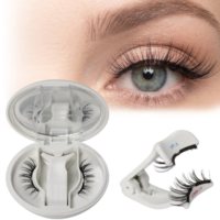 Faux cils magnétiques quantiques réutilisables légers, bande complète, avec applicateur et étui miroir, sans colle, courbure C