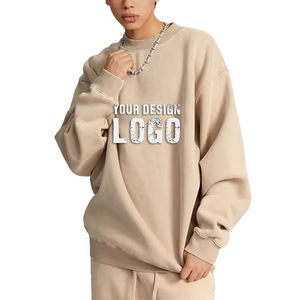 Street Casual Crewneck Plus Fleece Oversized Men's Sweatshirt Wholesale OEM Washed Vintage Loose Mens Sweatshirts <b>Hoodies</b> - Product Image 3