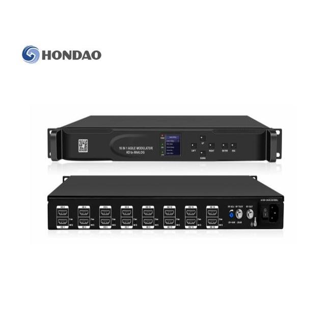 HONDAO TCM16S 16-In-1 for Input Encoder Modulator for FTTH Use IP Converting 16 Video Audio Signals to RF with F-Female Output