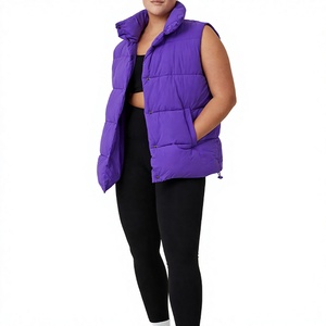 Gilet d'hiver sans manches matelassé coupe-vent en tricot écologique pour femme, 100 % polyester, services OEM - Product Image 1