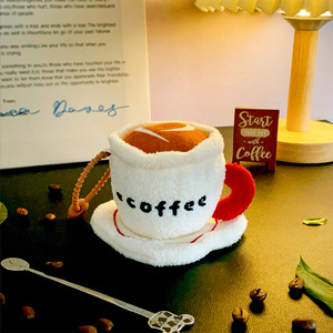 Porte-clés en peluche mignon en forme de tasse de café, jouets en peluche, breloques en peluche, porte-clés de dessin animé, porte-clés de café moelleux, poupée de machine à griffes - Product Image 2