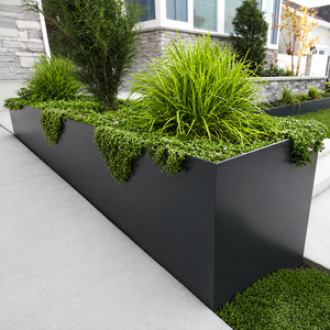 Planteur de Pot de fleurs décoratif <span class=keywords><strong>en</strong></span> <span class=keywords><strong>aluminium</strong></span> noir, grand format <span class=keywords><strong>en</strong></span> métal avec découpe laser personnalisée - Product Image 3