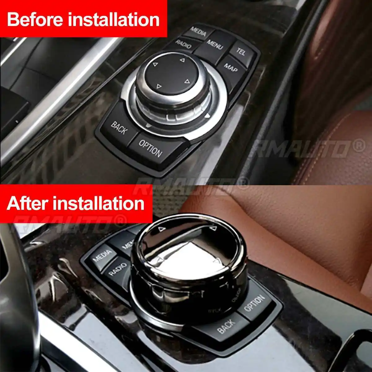 Araba multimedya düğmeleri topuzu düzeltir kapak dekorasyon ABS iDrive çıkartmalar BMW Mini Cooper için evrensel dekorasyon/NBT 5/7-düğmeler