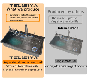 Chậu rửa chén thông minh kiểu thác nước March Expo 2025, kích thước 100x50cm, màu đen, đa chức năng, thoát nước bên trái, chậu đơn lớn dành cho căn hộ. - Product Image 5