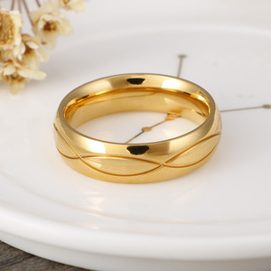 Anello Classico per Coppie con Pietra Naturale e Vetro, Placcato in Oro 18K, Fascia in Acciaio Inossidabile con Design a <span class=keywords><strong>Cuore</strong></span> per Uomo e Donna - Product Image 2
