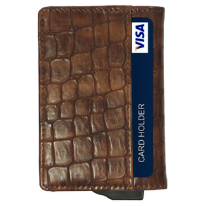 CardHoda Crocodile Texture <b>Wallet</b> <b>RFID</b> Blocking Slim Unisex Short Fold Closure Metal Lining Card Holder - Product Image 5