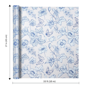 Vintage Line Drawing Blue Flower Butterfly <b>Gift</b> Wrapping Paper Eco Friendly For <b>Wedding</b> Party Bridal <b>Gift</b> Packaging Wholesale - Product Image 6