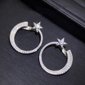 Orecchini a cerchio a stella da donna, design circolare, eleganti, alla moda, accessori per l'uso quotidiano - Product Image 3