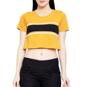 เสื้อยืดครอปสตรีทแวร์ลำลองสำหรับผู้หญิง เนื้อผ้านุ่ม ระบายอากาศได้ดี ดีไซน์สีสันตัดกันแบบยั่งยืน สำหรับแฟชั่นฤดูร้อน ขายส่ง - Product Image 1