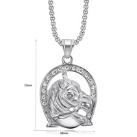 Hip-Hop de acero inoxidable chapado en oro Animal serie circón herradura colgante collar para hombres mujeres aniversario ocasiones
