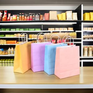 Bolsas de Papel Kraft Personalizadas con su Propio Logotipo, Empaque para Comida para Llevar, Impresión Digital de Fábrica, Bolsas con Asa para Regalos, Ropa y Zapatos - Product Image 1