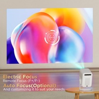 Mini Proyector Inalámbrico con Enfoque Automático, 720P, Sistema Android 12, Aplicaciones de Streaming, Video, Funciones 3D Rojo-Azul, Nuevo Regalo