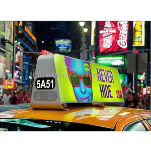 Tela De Exposição Conduzida Do Táxi Remoto Telhado Do Carro Levou Tela De Exposição Lado Duplo P5 Cor Cheia Com Suporte
