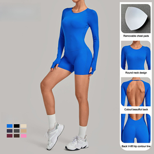 Mono Deportivo Personalizado con Logotipo, Espalda Abierta Ajustable, Manga Larga, con Relleno Incorporado, Efecto Levanta Glúteos, Elástico, para <span class=keywords><strong>Mujer</strong></span>, para Correr, Gimnasio, Yoga - Product Image 2