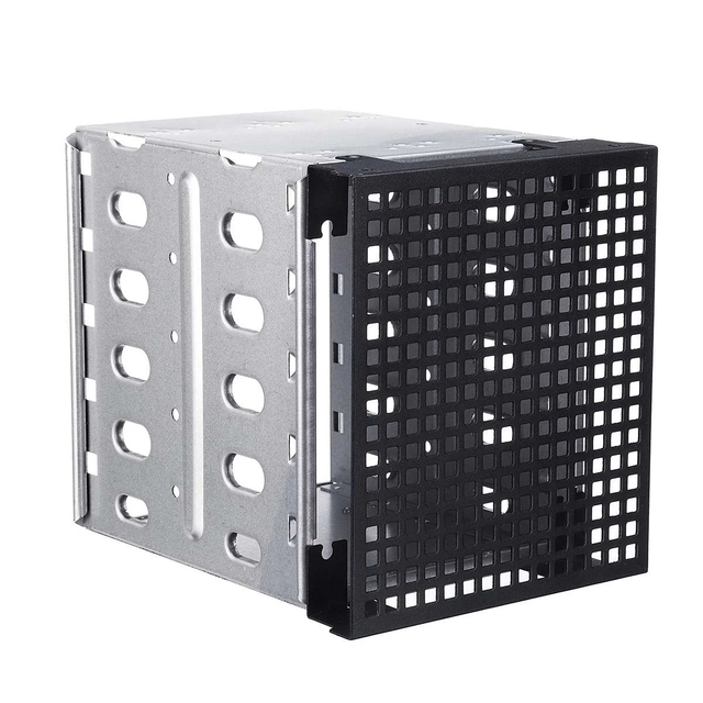 5.25 to 5x 3.5 SATA SAS HDD Hard Drive Cage Rack Tray Caddy Adapter Converter with Fan Space Slivers