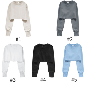 <span class=keywords><strong>Felpa</strong></span> Pullover Corta a Tinta Unita di Alta Qualità Senza Cappuccio da Donna <span class=keywords><strong>Girocollo</strong></span> per Abbigliamento Casual - Product Image 6