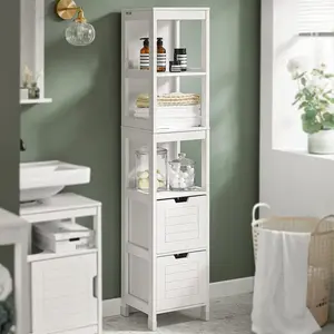 White Toilet Paper Storage Stand Thin Toilet Vanity Cabinet Small Bathroom Storage Corner Floor Cabinet