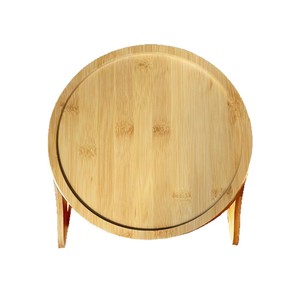 <b>Foldable</b> Armrest Storage Tray With Legs Natural Wood Color 25X25Cm For Sofa Center Use - Product Image 1