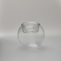 Precio de Fábrica, Portavelas de Cristal de Borosilicato de Alta Calidad, Pulido, Moderno, Minimalista, Circular, con Base de Madera, Decoración de Mesa