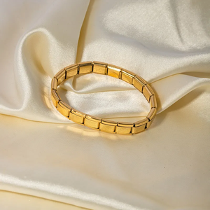 กำไลชุบทอง18K สไตล์เรียบง่ายสตรีทแวร์สแตนเลสสีทึบสไตล์แฟชั่น - Product Image 2