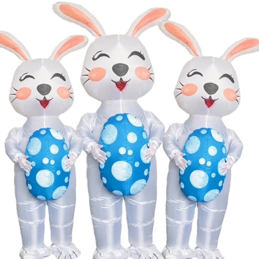 Traje de coelho inflável, traje de coelho, adereços de cosplay, traje de festa cruzada halloween para feliz unissex para crianças, animal