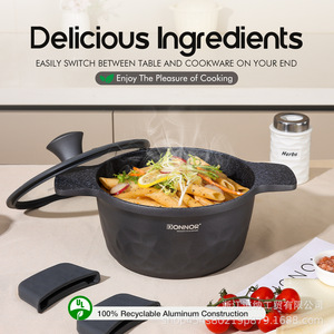 Donnor Hammer Texture <b>Cookware</b> <b>Set</b> 12 Piece Non Stick <b>Induction</b> Compatible Oven Safe Cooking Pots With Lids And Utensils - Product Image 3