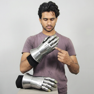 Ensemble de gants de chevalier en acier inoxydable plaqué argent, armure médiévale, costume de cosplay - Product Image 1
