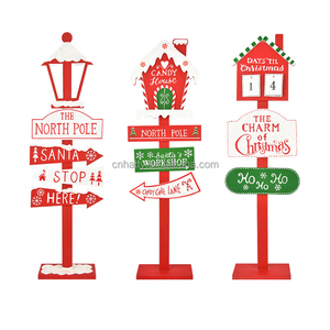 Christmas <b>Wooden</b> House-Shaped Eco-Friendly Outdoor Pole Insertion Courtyard Sign Plaque for Lawn Decoration - Product Image 6