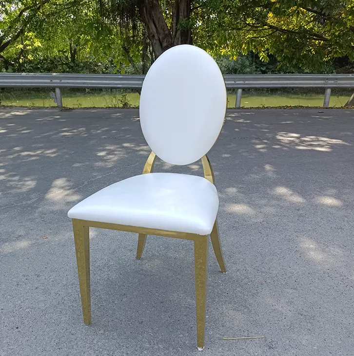 Location de chaise de mariage en acier inoxydable doré, chaise de Restaurant de Banquet bjflamingo avec dossier rond