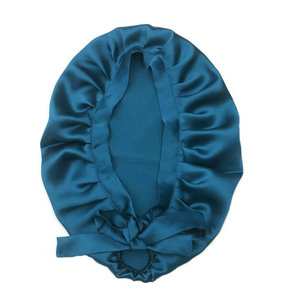 Vente en gros 16 19 22 Momme chapeau de cheveux de luxe en Satin de maquillage Bonnets en soie réversibles avec cravate styliste Durag Bonnets en soie pour dormir - Product Image 6